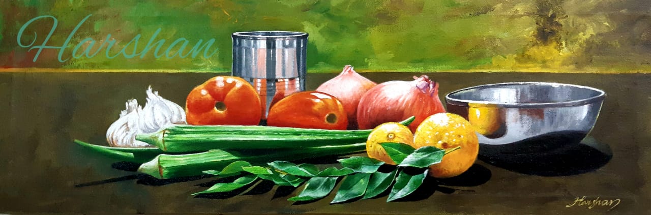 Vessel and vegetables by Harshan